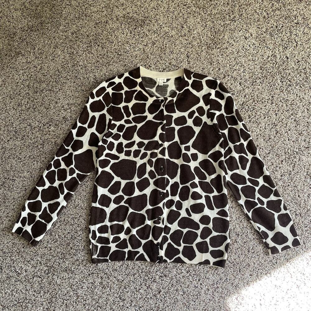 J Crew Merino Wool Giraffe Jackie Cardigan Size Small Button Front Long Sleeve